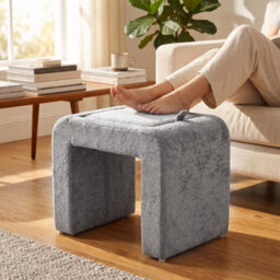 Grey Ottoman Storage Pouffe Seat Footstool Dressing Chair Tea Table With Lid - thumbnail 1