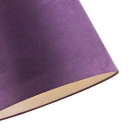 Happy Homewares Deep Purple Velvet 12 Inch Drum Lamp Shade With White Cotton Inner - thumbnail 3