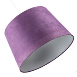 Happy Homewares Deep Purple Velvet 12 Inch Drum Lamp Shade With White Cotton Inner - thumbnail 5
