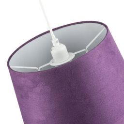 Happy Homewares Deep Purple Velvet 12 Inch Drum Lamp Shade With White Cotton Inner - thumbnail 4