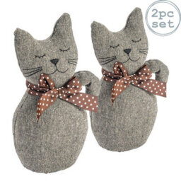 Nicola Spring Jasper The Cat Door Stops - 16 X 25Cm - Grey - Pack Of 2 - thumbnail 1