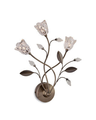 Luminosa Lighting Luminosa Cindy 3 Light Indoor Wall Light Antique Brass, Clear Glass, G4 Bulb