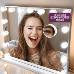 Globrite Hollywood Vanity Mirror With 15 Led Lights - 58L X 12W Cm Touch Screen Dimmable Makeup Mirror With Usb Charging - White - thumbnail 5