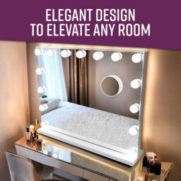 Globrite Hollywood Vanity Mirror With 15 Led Lights - 58L X 12W Cm Touch Screen Dimmable Makeup Mirror With Usb Charging - White - thumbnail 3