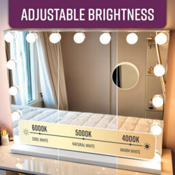 Globrite Hollywood Vanity Mirror With 15 Led Lights - 58L X 12W Cm Touch Screen Dimmable Makeup Mirror With Usb Charging - White - thumbnail 4