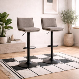 Wyld Haus Mossfield Light Grey And Brown Height-Adjustable Swivel Bar Stool - thumbnail 1