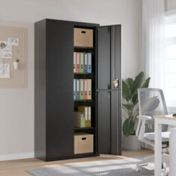 Berkfield File Cabinet Black 90X40X200 Cm Steel - thumbnail 1