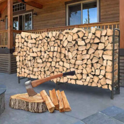 8Ft Outdoor Firewood Log Rack, Heavy Duty Metal Storage Stand For Patio Or Fireplace. - thumbnail 3