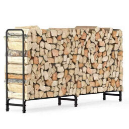 8Ft Outdoor Firewood Log Rack, Heavy Duty Metal Storage Stand For Patio Or Fireplace. - thumbnail 1