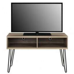 "Gr8 Home Dorel Owen Rustic Oak Retro Tv Stand Wood Metal Table Furniture With Shelves Up To 42""" - thumbnail 1