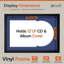 "AK Frames 25X17"" Black Modern Vinyl Record Frame With Blue Mount For 12 Inch Lp Cover & Disc - Overlapped Design" - thumbnail 2