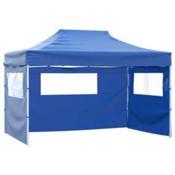 Walplus Professional Folding Party Tent Garden Gazebo Canopy With 3 Sidewalls 3X4 M Steel Blue - thumbnail 1