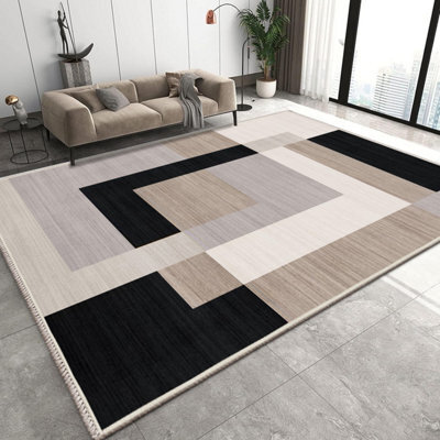 Oxford Homeware Printed Rug, Non-Slip Pets Friendly, Living Room Rugs And Bedroom Rugs, (Milo Neutral, 200X290Cm) - image 1