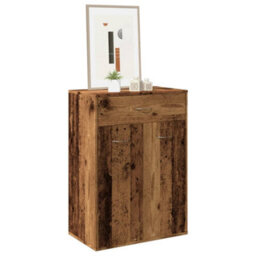 Berkfield Shoe Cabinet Old Wood 60X35X84 Cm Engineered Wood - thumbnail 1