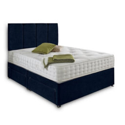 Dining Tables Zanzibar Headboard Divan Set , 2 Drawer On Same Side With Sprung 1500 Comfort Mattress - Chenille Indigo - Double - thumbnail 4