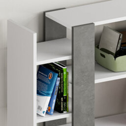 Decortie Lift Tall Modern Bookcase Display Unit 5 Tiers Freestanding White Retro Grey 150.5Cm - thumbnail 5