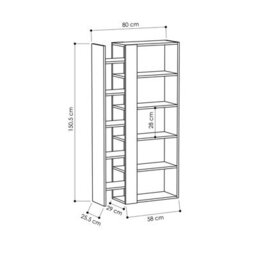 Decortie Lift Tall Modern Bookcase Display Unit 5 Tiers Freestanding White Retro Grey 150.5Cm - thumbnail 3