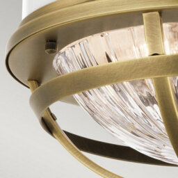 Luminosa Lighting Luminosa Kichler Tollis Bowl Semi Flush Ceiling Light Natural Brass & White - thumbnail 3