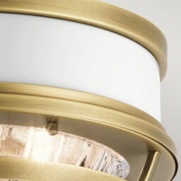Luminosa Lighting Luminosa Kichler Tollis Bowl Semi Flush Ceiling Light Natural Brass & White - thumbnail 2