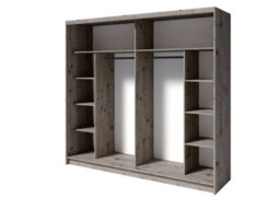 Arte Luxurious Mirrored Sliding Door Wardrobe 230Cm - Oak Wellington Finish, Double-Sided Storage For Modern Bedrooms - thumbnail 2