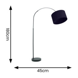 Valuelights Louis Black Arched Curved Floor Lamp With Navy Blue Fabric Drum Lamp Shade - thumbnail 4