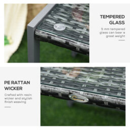 Wyld Haus Visano Grey Rattan Outdoor Side Table With Tempered Glass Top - Square 50 X 49.5 X 50 Cm - thumbnail 6