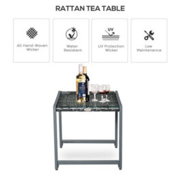 Wyld Haus Visano Grey Rattan Outdoor Side Table With Tempered Glass Top - Square 50 X 49.5 X 50 Cm - thumbnail 4
