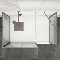 Royal Bathrooms Luxor 3 Sided Walk In Wet Room Fluted Shower Enclosure With 1200 X 800mm Stone Tray & Gun Metal Grey Frame 8mm Easy Clean Glass - thumbnail 5