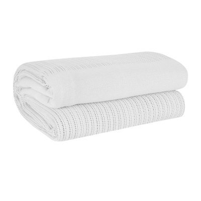 Ehc Cotton Soft Hand Woven Reversible Lightweight Adult Cellular Blanket, King Size 230 Cm X 250 Cm, White - image 1