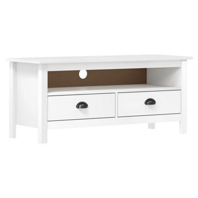 Berkfield Tv Cabinet Hill Range White 110X40X47 Cm Solid Pine Wood - image 1