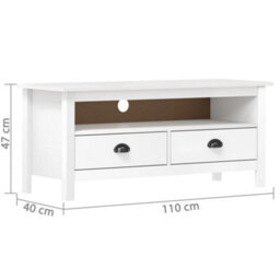 Berkfield Tv Cabinet Hill Range White 110X40X47 Cm Solid Pine Wood - thumbnail 4