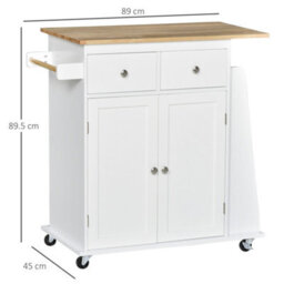 HOMCOM Kitchen Island Storage Cabinet Rolling Trolley With Wood Top, 3-Tier Spice Rack - thumbnail 3