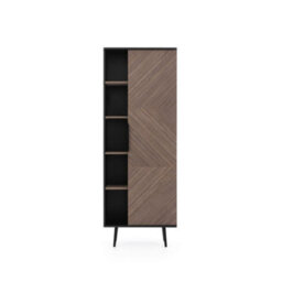 Arte Pinelli Tall Cabinet - Elegant Storage Solution In Black Graphite & Oak - W700mm X H1900mm X D410mm - thumbnail 2