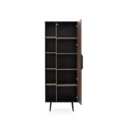 Arte Pinelli Tall Cabinet - Elegant Storage Solution In Black Graphite & Oak - W700mm X H1900mm X D410mm - thumbnail 3