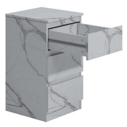 Zita White Marble Effect 3 Drawer Bedside Table - Modern Nightstand, (L) 40Cm X (W) 38Cm X (H) 68Cm, Stylish Bedroom Furniture - thumbnail 6