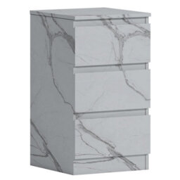 Zita White Marble Effect 3 Drawer Bedside Table - Modern Nightstand, (L) 40Cm X (W) 38Cm X (H) 68Cm, Stylish Bedroom Furniture - thumbnail 5