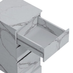 Zita White Marble Effect 3 Drawer Bedside Table - Modern Nightstand, (L) 40Cm X (W) 38Cm X (H) 68Cm, Stylish Bedroom Furniture - thumbnail 7