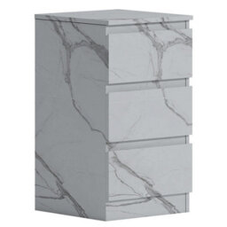 Zita White Marble Effect 3 Drawer Bedside Table - Modern Nightstand, (L) 40Cm X (W) 38Cm X (H) 68Cm, Stylish Bedroom Furniture - thumbnail 4