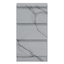 Zita White Marble Effect 3 Drawer Bedside Table - Modern Nightstand, (L) 40Cm X (W) 38Cm X (H) 68Cm, Stylish Bedroom Furniture - thumbnail 3