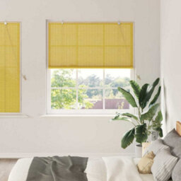 Berkfield Window Blinds & Shades With Curtains Manual Yellow Bamboo - thumbnail 1