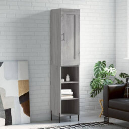 Berkfield Highboard Grey Sonoma 34.5X34X180 Cm Engineered Wood - thumbnail 1
