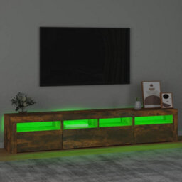 Vidaxl Tv Cabinet With Led Lights Smoked Oak 210X35X40 Cm - thumbnail 4