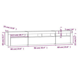 Vidaxl Tv Cabinet With Led Lights Smoked Oak 210X35X40 Cm - thumbnail 3