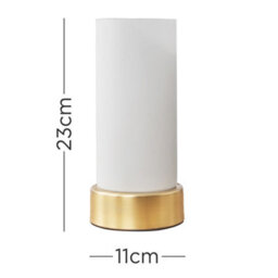 Valuelights Matt Gold Modern Cylinder Touch Table Lamp With Frosted Glass Shade - thumbnail 4