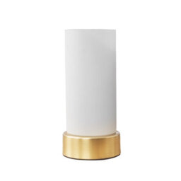 Valuelights Matt Gold Modern Cylinder Touch Table Lamp With Frosted Glass Shade - thumbnail 1