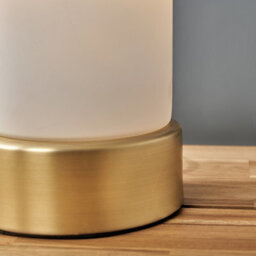 Valuelights Matt Gold Modern Cylinder Touch Table Lamp With Frosted Glass Shade - thumbnail 3