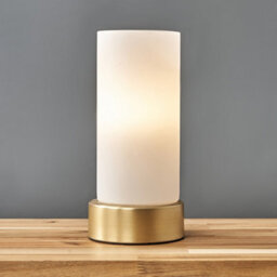 Valuelights Matt Gold Modern Cylinder Touch Table Lamp With Frosted Glass Shade - thumbnail 2