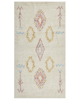 Beliani Beige Cotton Area Rug 80 X 150 Cm - Hand-Tufted Geometric Low Pile For Living Room And Bedroom - image 1