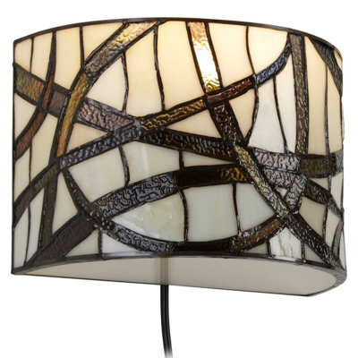Orsina Branch Wall Light, Hand Rolled Art Glass Shade With Abstract Design, Bronze Frame Accent Light, Wall Light - image 1