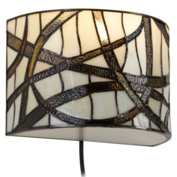 Orsina Branch Wall Light, Hand Rolled Art Glass Shade With Abstract Design, Bronze Frame Accent Light, Wall Light